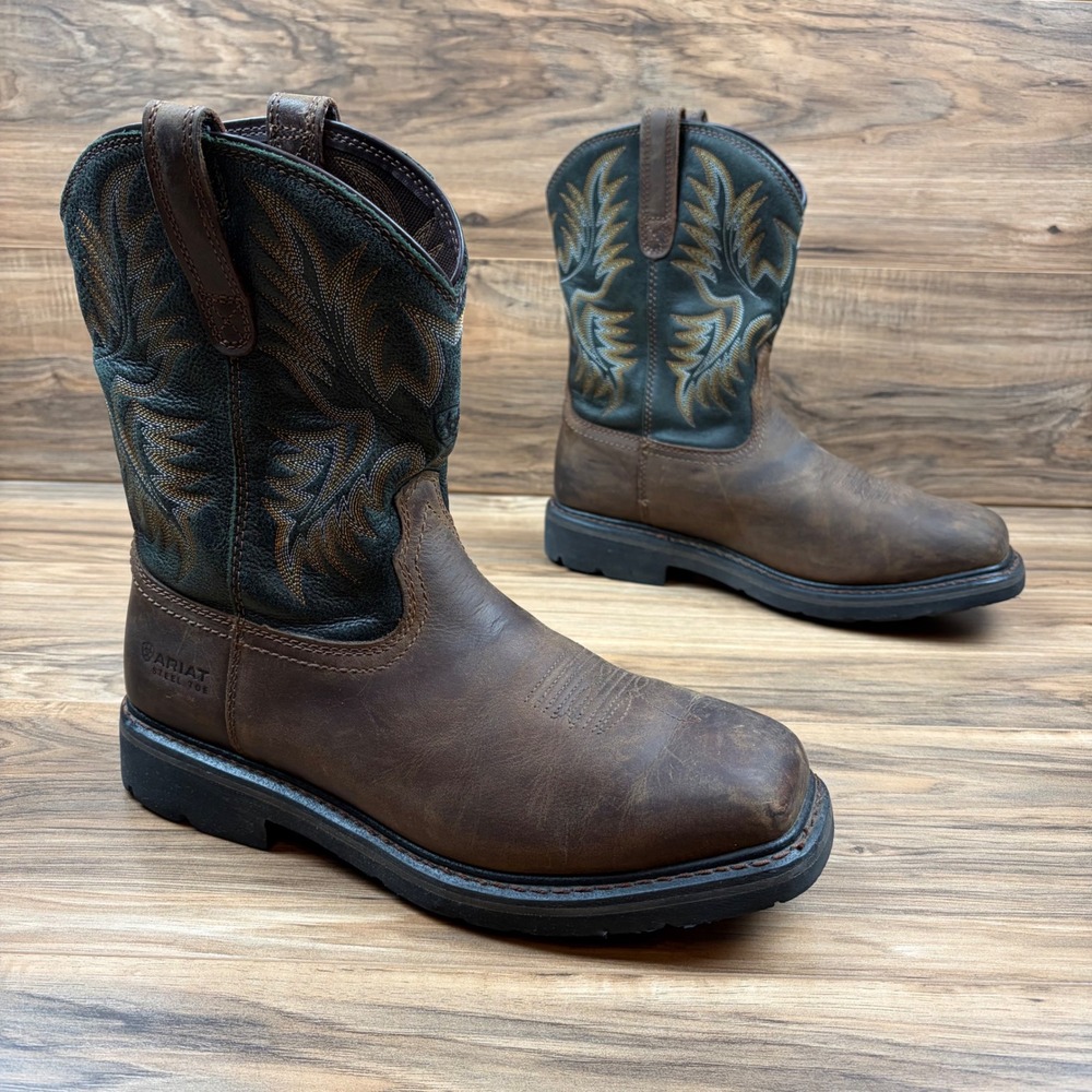 Ariat Sierra Men 11EE Wide Square Steel Toe Western 10" Work Boots 10017434